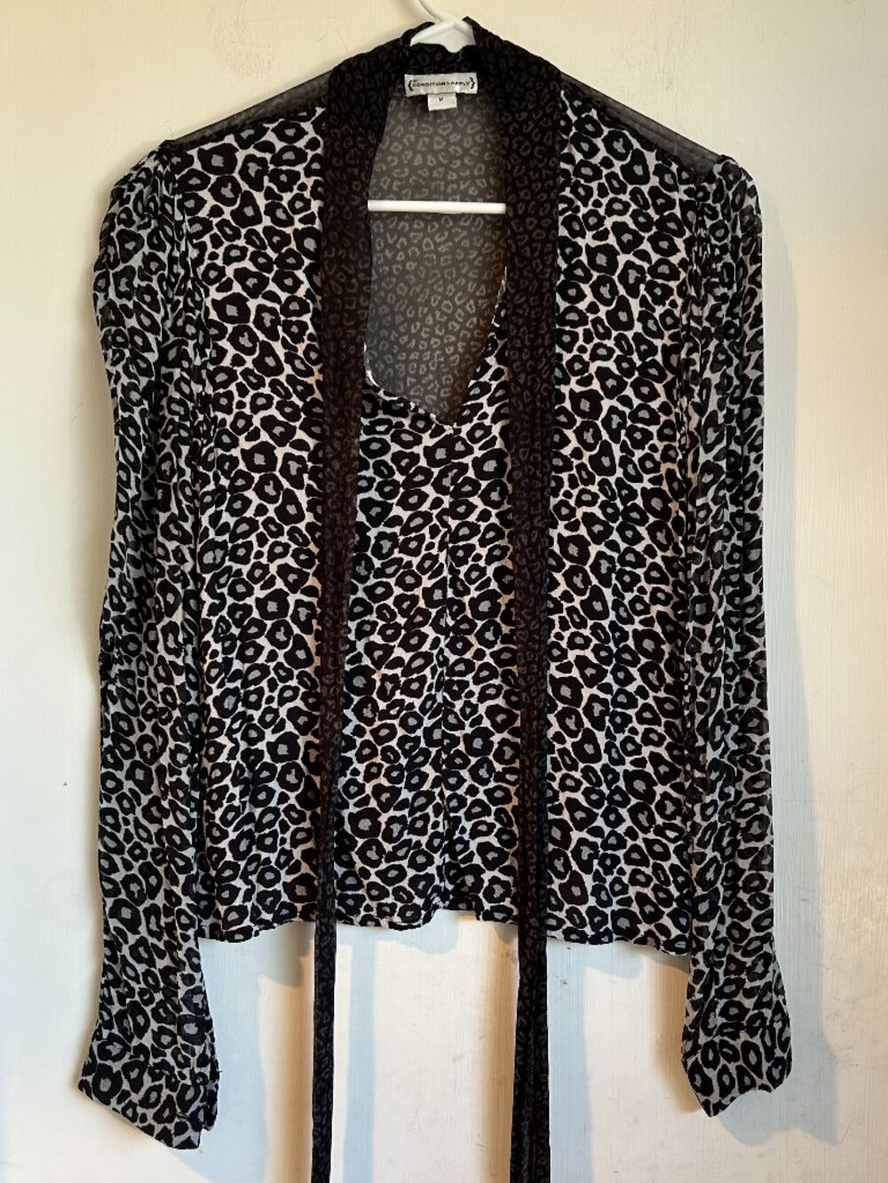 Anthropologie - Cheetah Print Sheer Blouse with Neck Tie